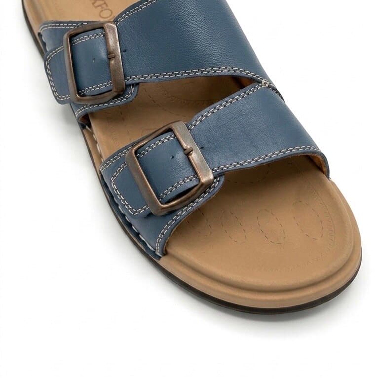 Grand Oxford Women's Leather Slide Sandals - Navy Blue (36) 2