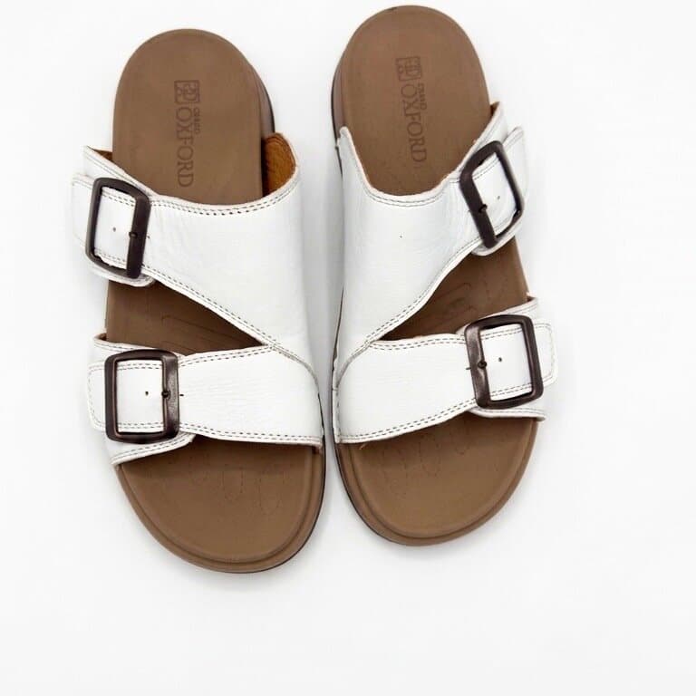 Grand Oxford Women's Leather Slide Sandals - White (36) 1