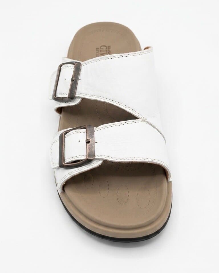 Grand Oxford Women's Leather Slide Sandals - White (36) 2