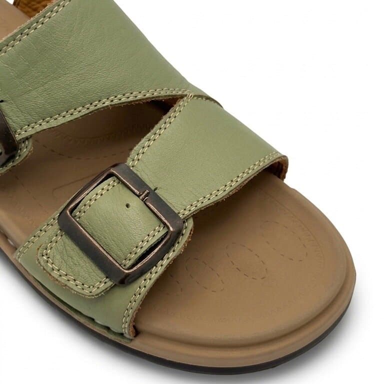 Grand Oxford Women's Leather Slide Sandals - Green (36) 2