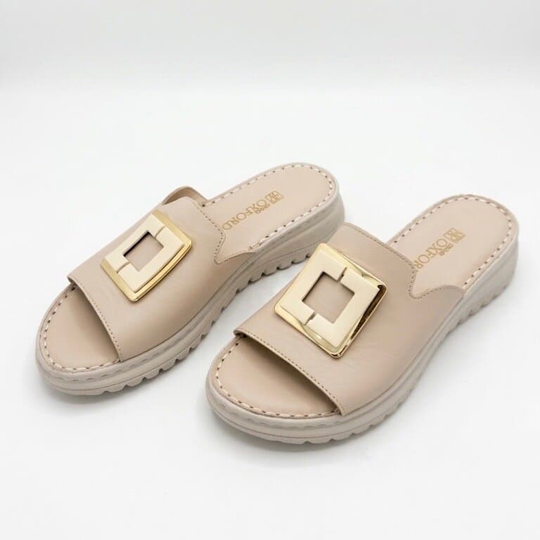 Grand Oxford Women's Leather Slide Sandals - Cream (36) 2