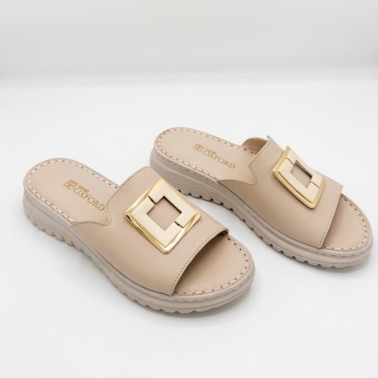 Grand Oxford Women's Leather Slide Sandals - Cream (36) 3