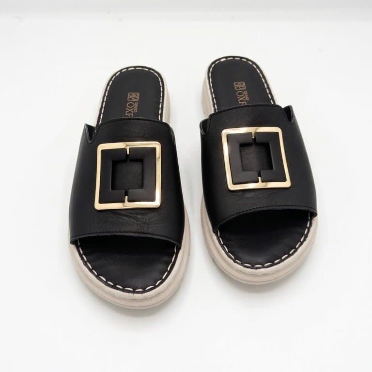 Grand Oxford Women's Leather Slide Sandals - Black (36) 2