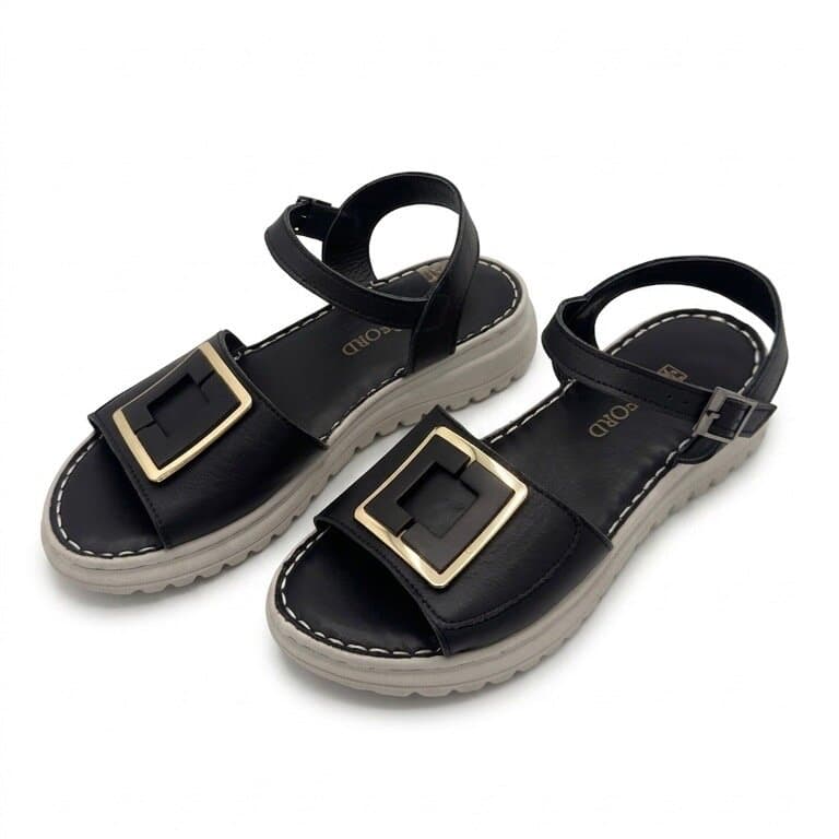 Grand Oxford Women's Leather Slide Sandals - Black (36) 1
