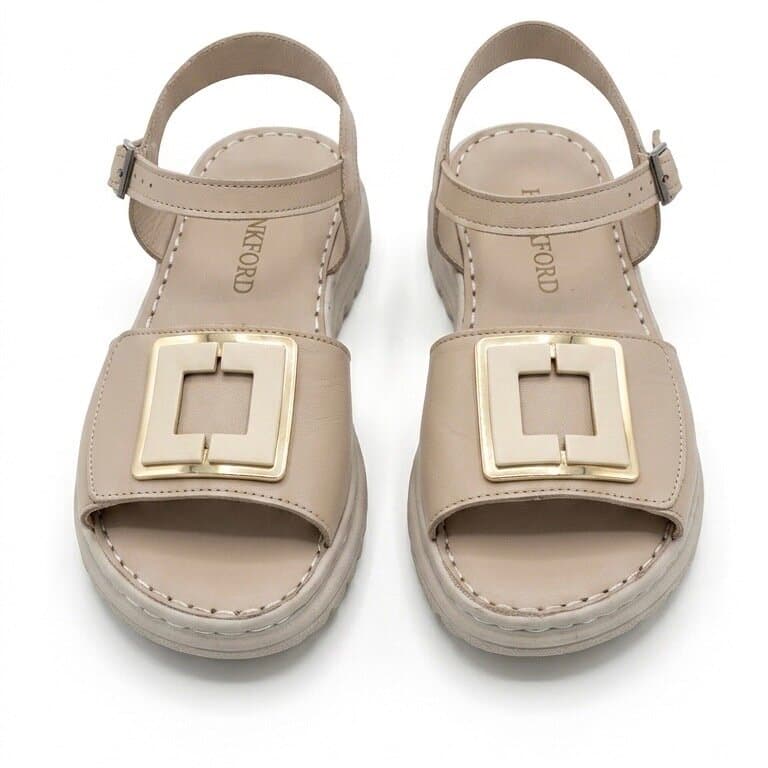 Grand Oxford Women's Leather Slide Sandals - Cream (36) 1