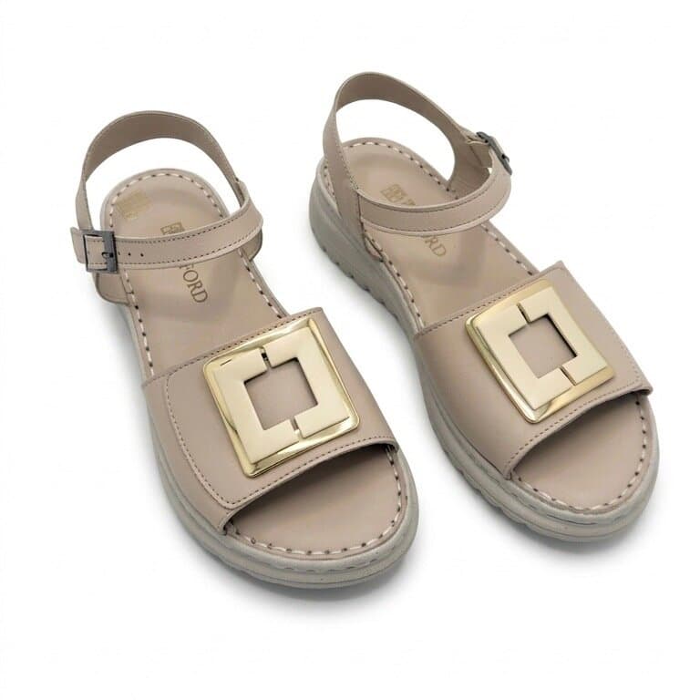 Grand Oxford Women's Leather Slide Sandals - Cream (36) 2