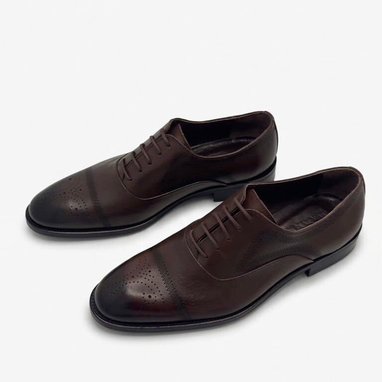 Grand Oxford Men's Leather Shoes - Dark Brown (45) 1