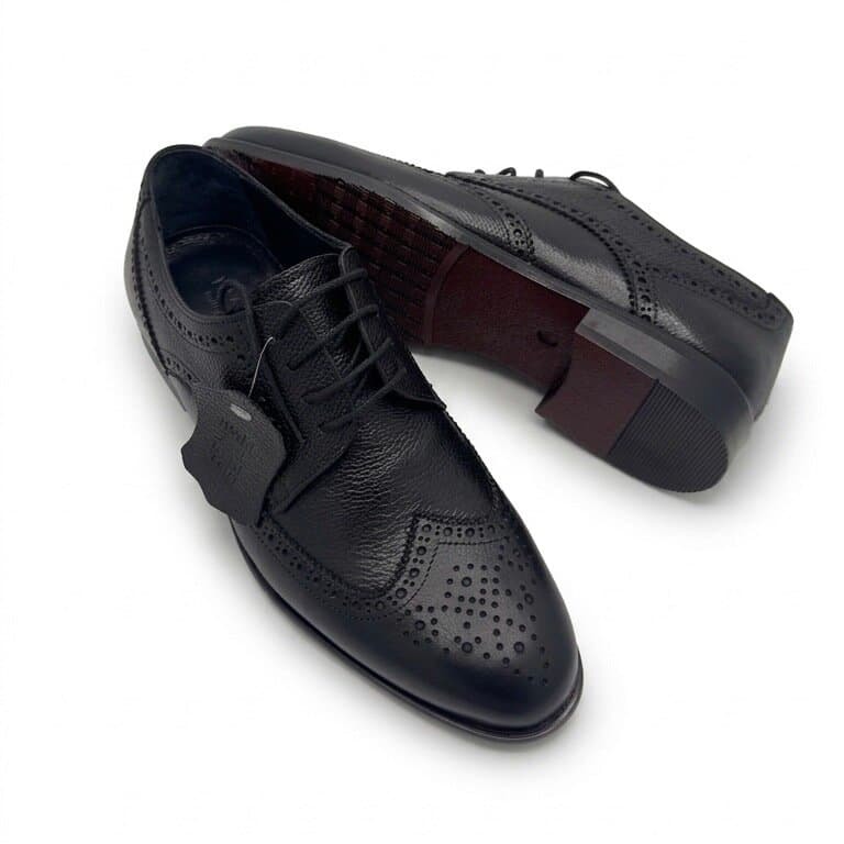 Past Step Men's Leather Shoes - Black (45) 4