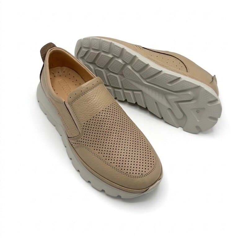 Grand Oxford Men's Leather Shoes - Light Brown (45) 3