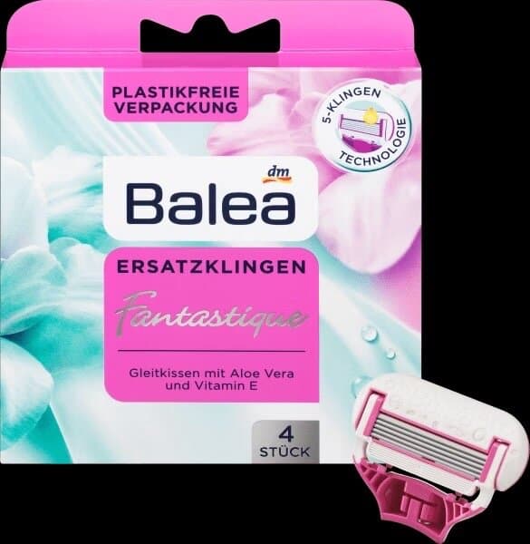 Balea Women's Replacement Razor Blades with Aloe Vera & Vitamin E - 4pcs 1