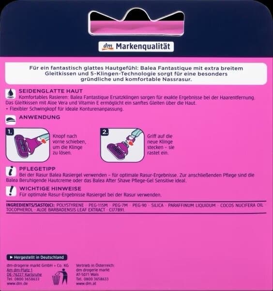 Balea Women's Replacement Razor Blades with Aloe Vera & Vitamin E - 4pcs 3