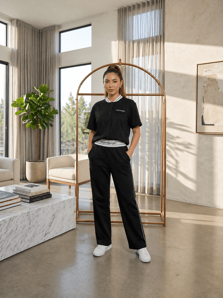 Women's Cotton Two-Piece Outfit - Black (L) 1