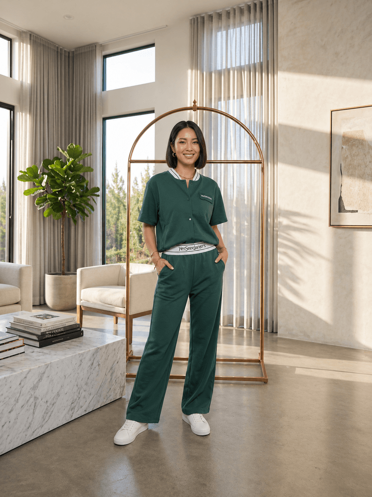 Women's Cotton Two-Piece Outfit - Green (L) 1