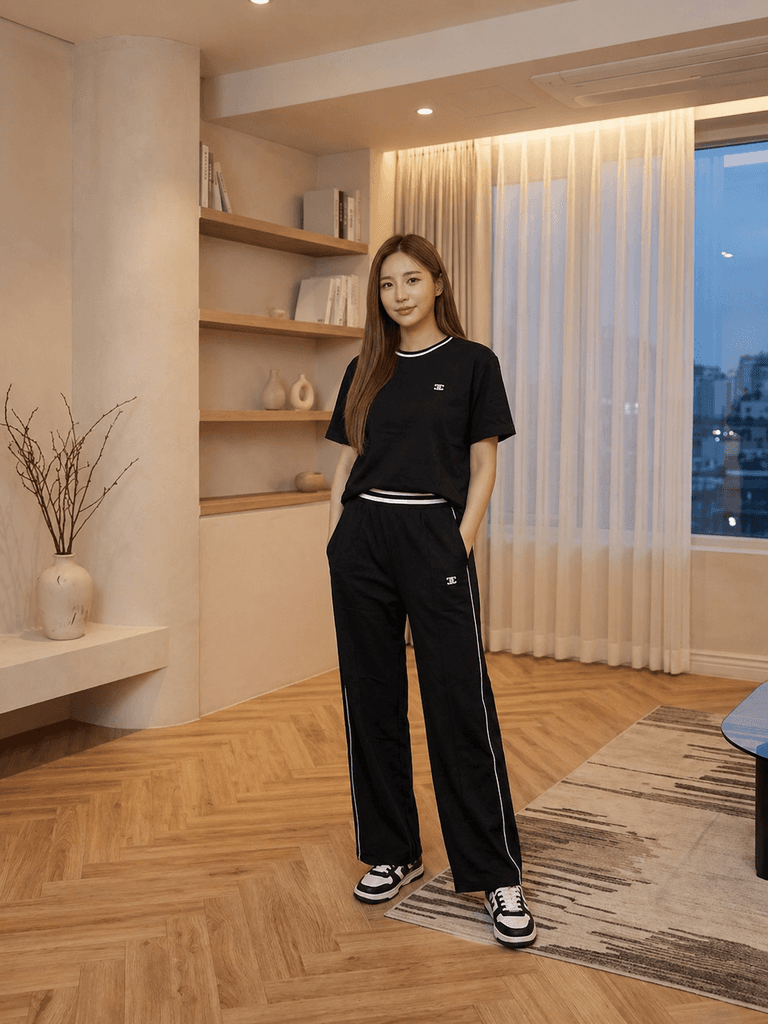 Chanel Women's Cotton Two-Piece Outfit - Black (L) 1