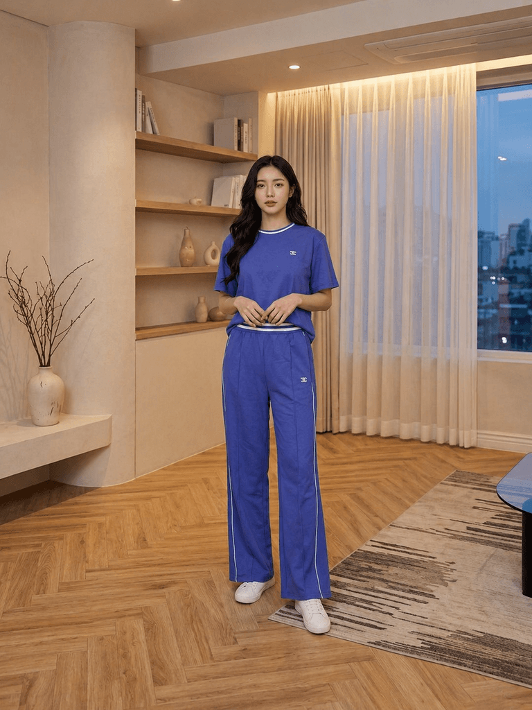 Chanel Women's Cotton Two-Piece Outfit - Royal Blue (L) 1