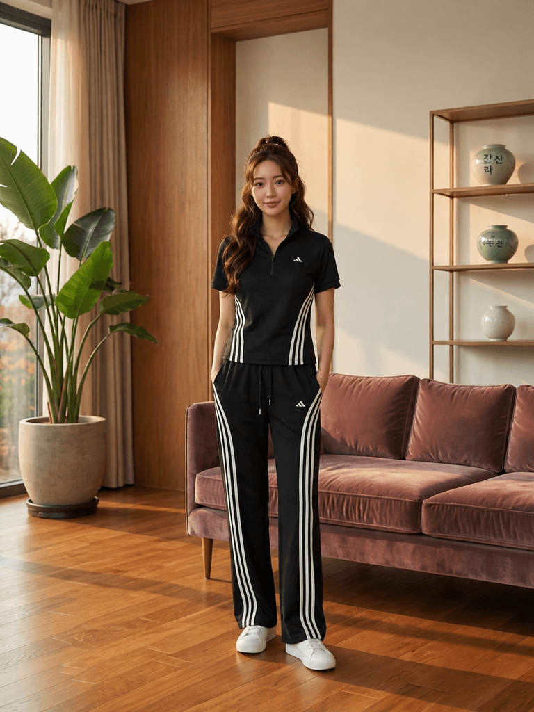 Adidas Women's Two-Piece Cotton Outfit - Black (L) 1