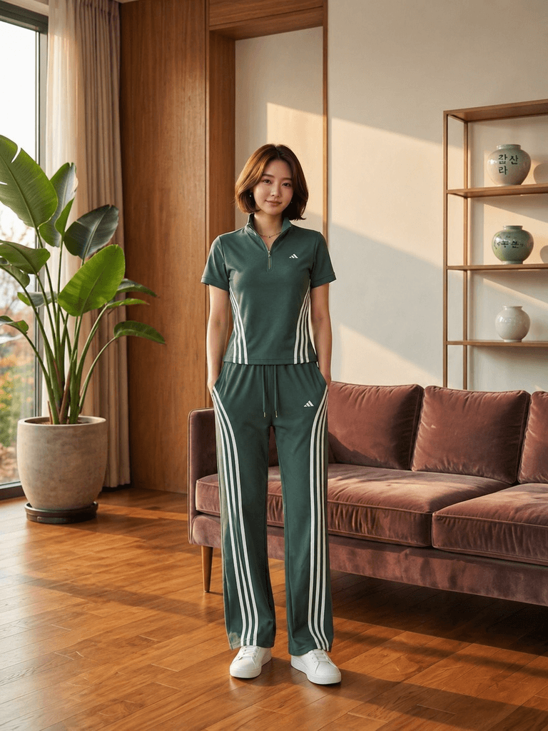 Adidas Women's Two-Piece Cotton Outfit - Green (L) 1