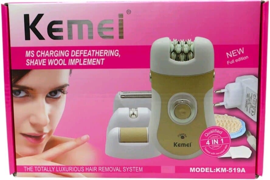 ماكينة كيمي KM-519A النسائية 4 في 1 لإزالة الشعر والعناية بالقدم 3