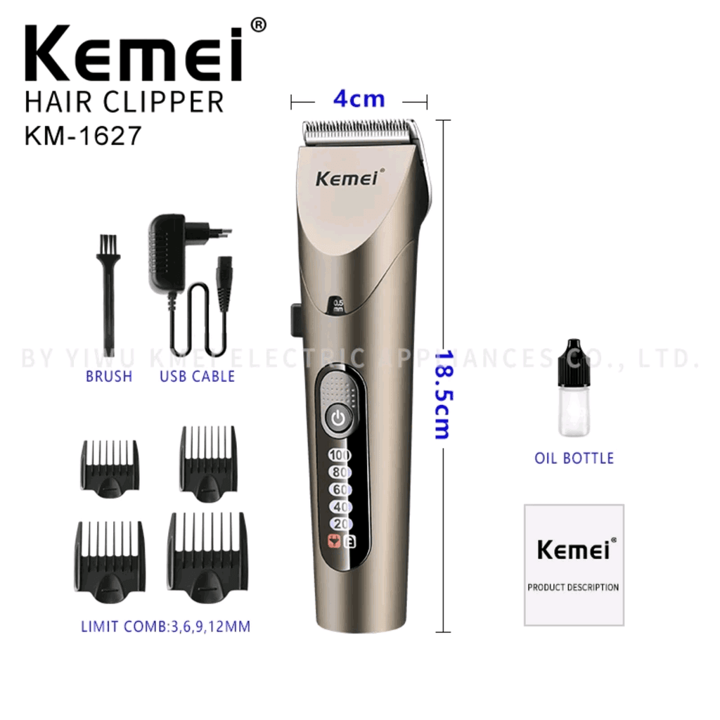 ماكينة حلاقة كيمي KM-1627 الاحترافية القابلة لإعادة الشحن مع شاشة LED 3