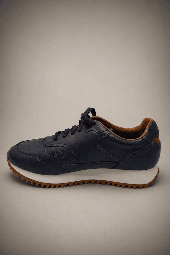 Grand Oxford Men's Leather Shoes - Navy Blue (44) 2