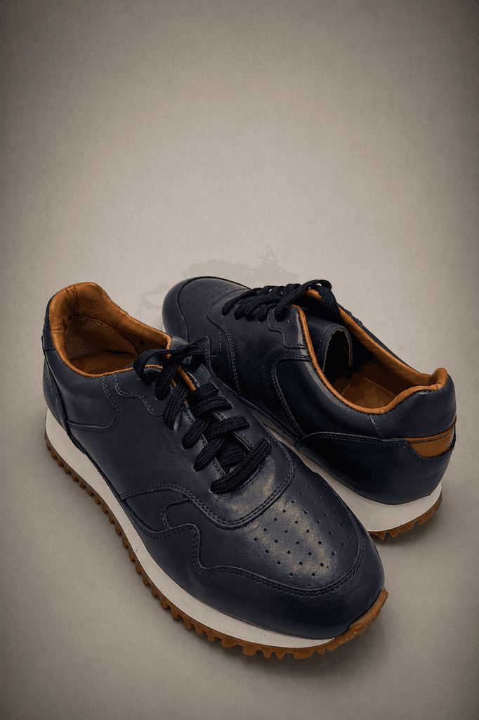 Grand Oxford Men's Leather Shoes - Navy Blue (44) 4