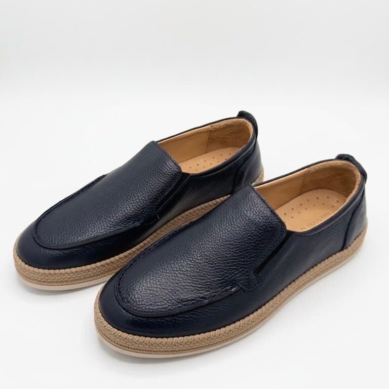 Grand Oxford Men's Leather Shoes - Navy Blue (44) 1