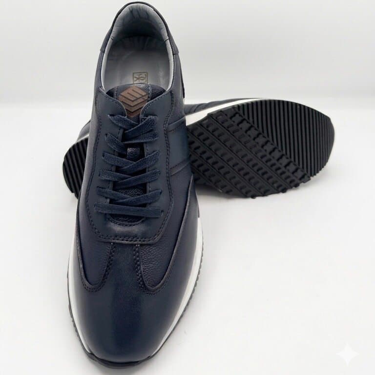 Grand Oxford Men's Leather Shoes - Navy Blue (44) 3