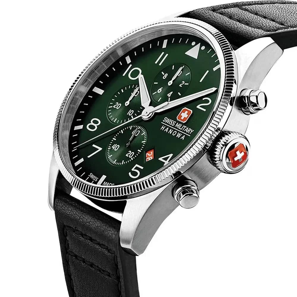 Swiss Military Chronograph Men's Watch 43mm - SMWGC0000405 (Black & Silver & Green) 2