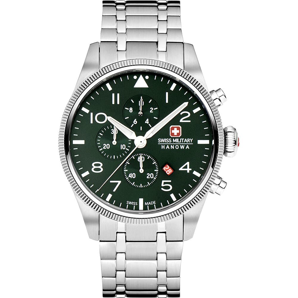 Swiss Military Chronograph Men's Watch 43mm - SMWGI0000404 (Silver & Green) 1