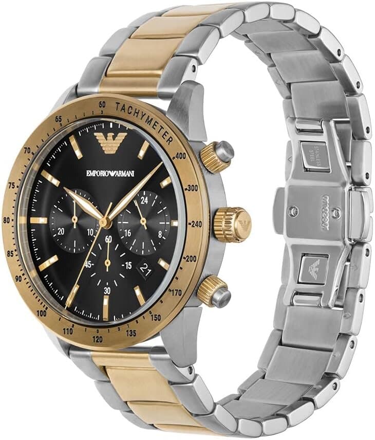 Emporio Armani Chronograph Men's Watch 43mm - AR11521 (Silver & Gold Tachymeter) 3