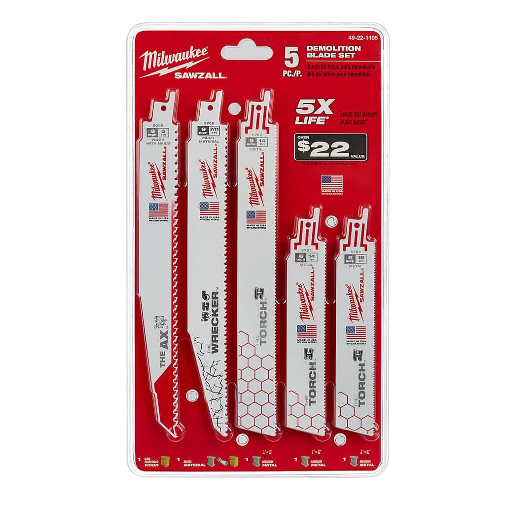 Milwaukee 5-Piece SAWZALL Blade Set - 49-22-1105 1