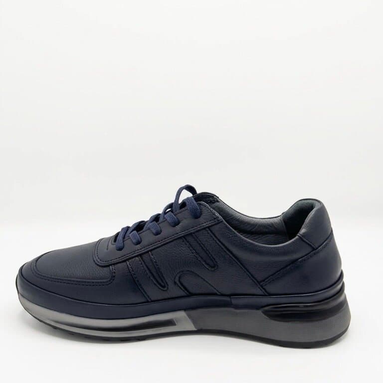 Grand Oxford Men's Leather Shoes - Navy Blue (44) 2