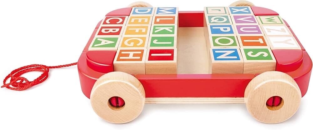 Hape Pull-Along Cart with Alphabet Blocks 6
