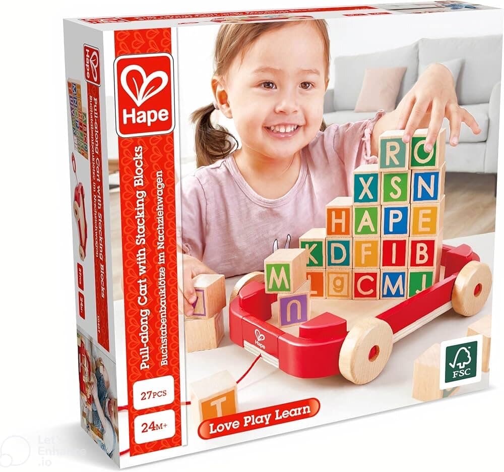 Hape Pull-Along Cart with Alphabet Blocks 7