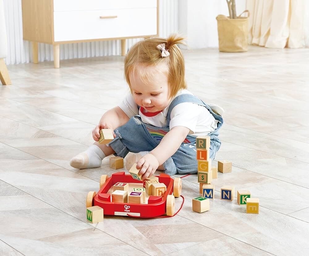 Hape Pull-Along Cart with Alphabet Blocks 8