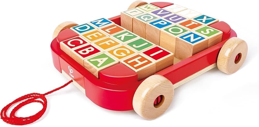 Hape Pull-Along Cart with Alphabet Blocks 1