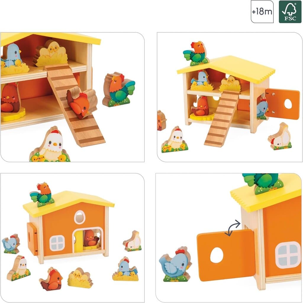 Janod My First Hen House Wooden Farm Playset 5