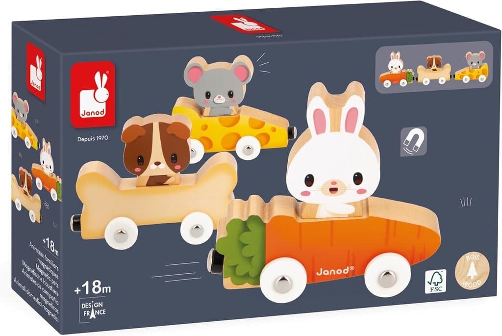 Janod Pets Magnetic Wooden Animal Car Train 6