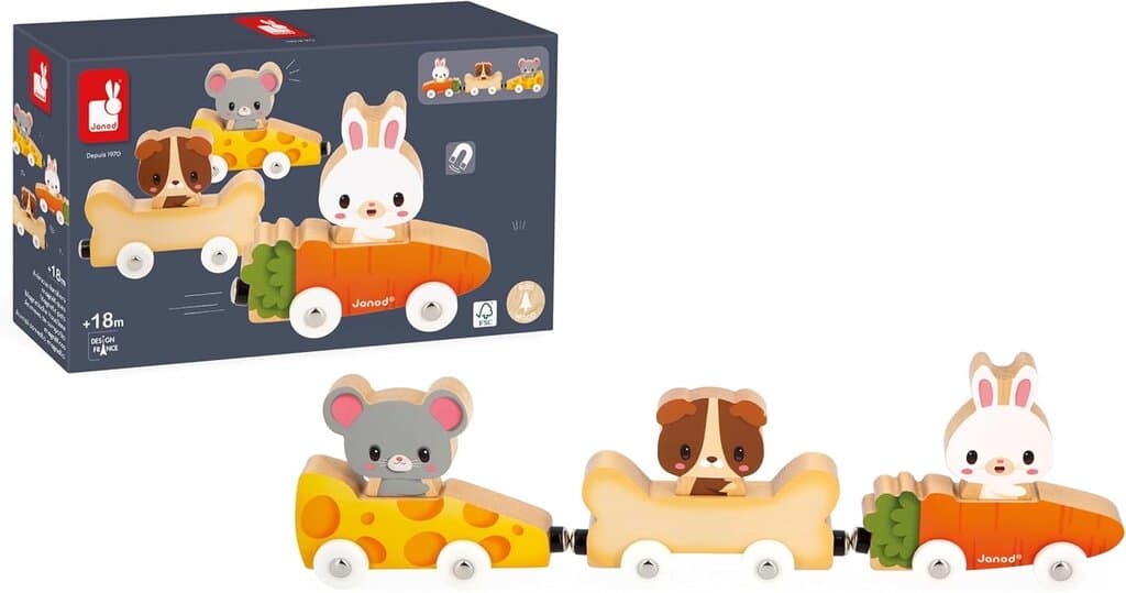 Janod Pets Magnetic Wooden Animal Car Train 7