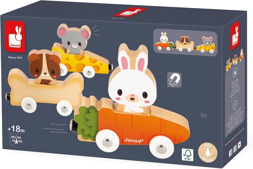 Janod Pets Magnetic Wooden Animal Car Train 8