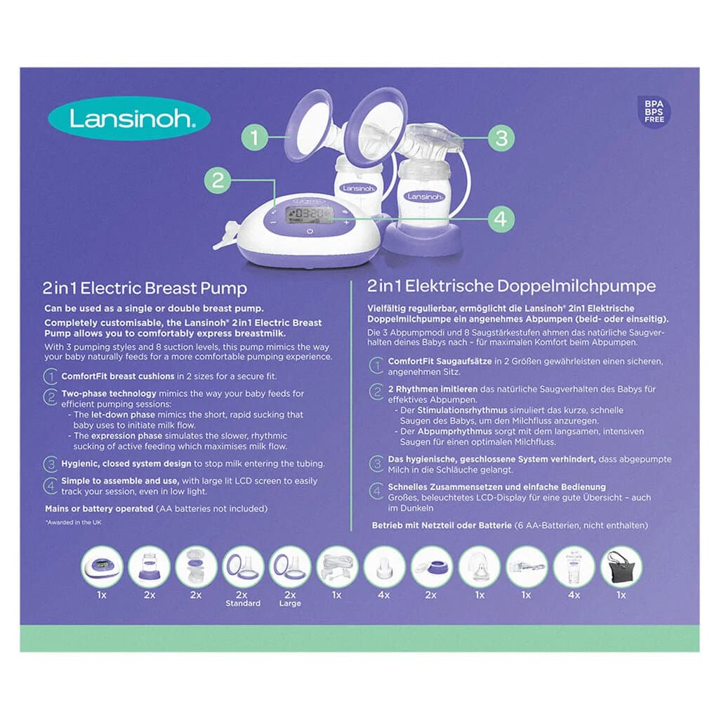 Lansinoh 2-in-1 Electric Breast Pump - Purple 8