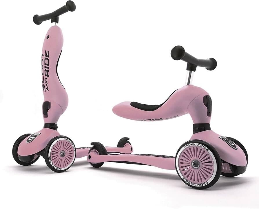 Scoot & Ride Highwaykick 1 Unisex 2-in-1 Kickboard with Seat - Pink 1