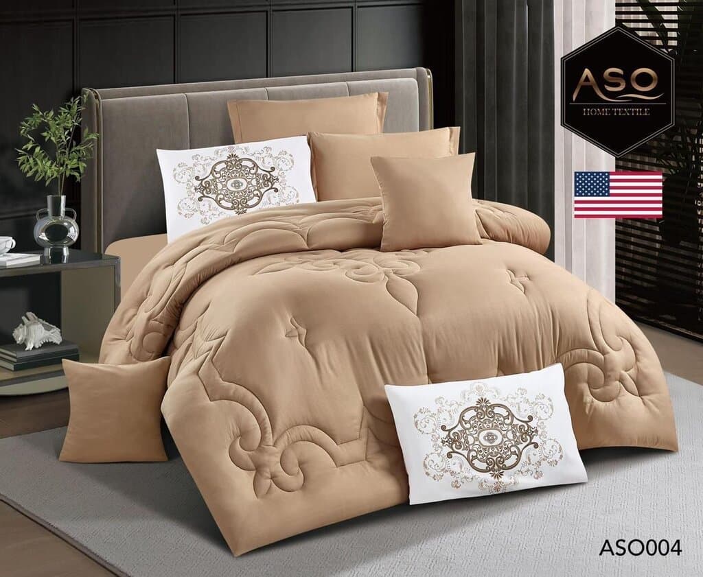 Aso Super King Size Comforter Set - 8pcs (Brown) 1