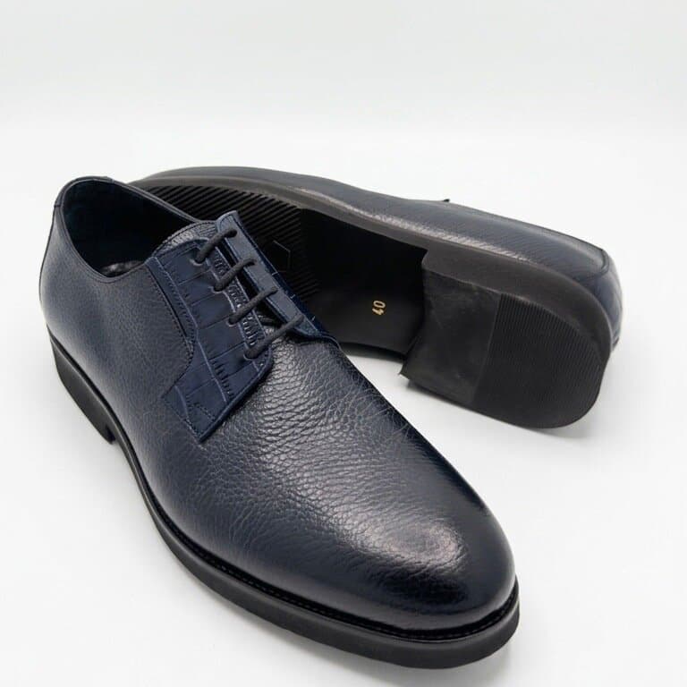 Grand Oxford Men's Leather Shoes - Navy Blue (45) 3