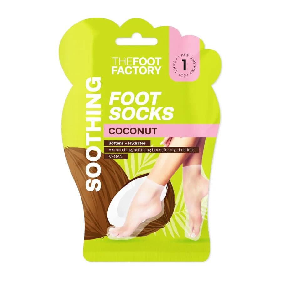 The Foot Factory Coconut Exfoliating Foot Socks Vegan Hydrating Treatment - 1 Pair 1
