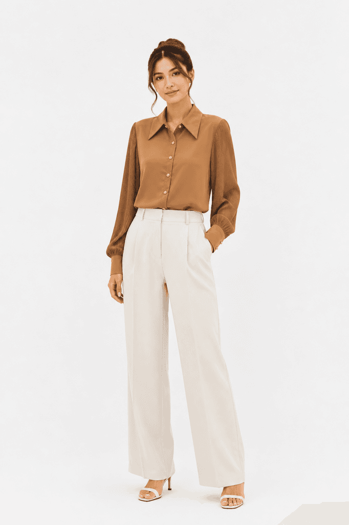 BOYUAN Women's Satin Shirt - Brown (Free Size) 3