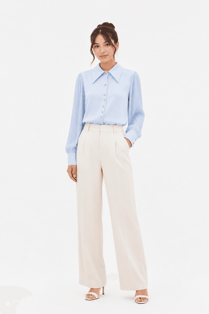 BOYUAN Women's Satin Shirt - Light Blue (Free Size) 3