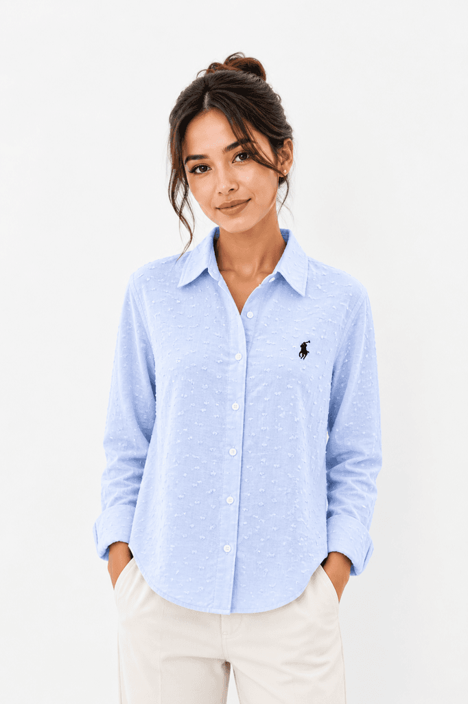 ROMA BRAND Women's Cotton Shirt - Light Blue (S) 1
