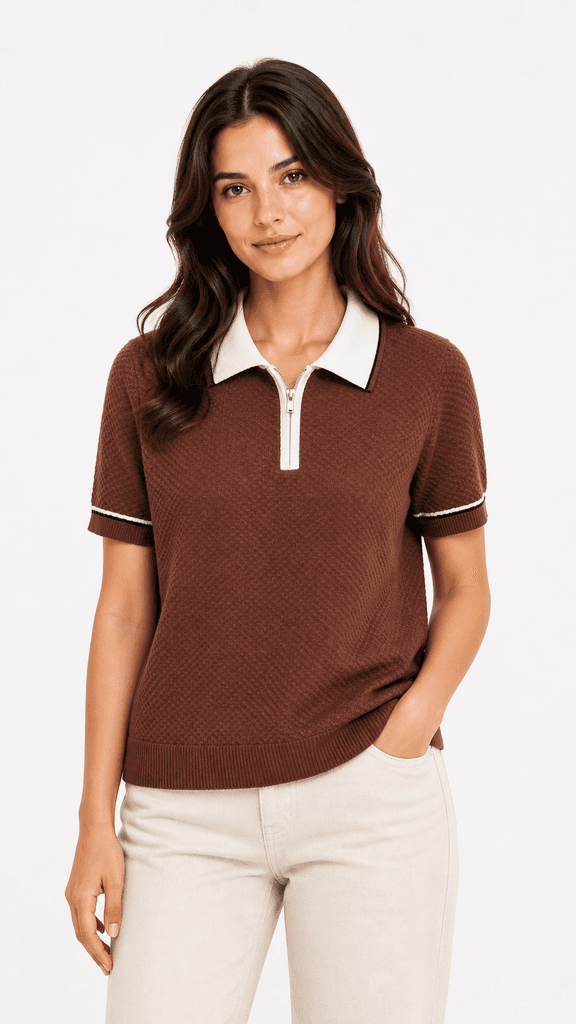Zara Women's Wool Knit T-Shirt - Brown (Free Size) 1