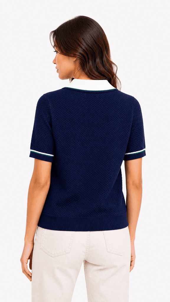 Zara Women's Wool Knit T-Shirt - Navy Blue (Free Size) 2